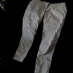 Express Columnist Mid-Rise Black White Stripe Pants 12